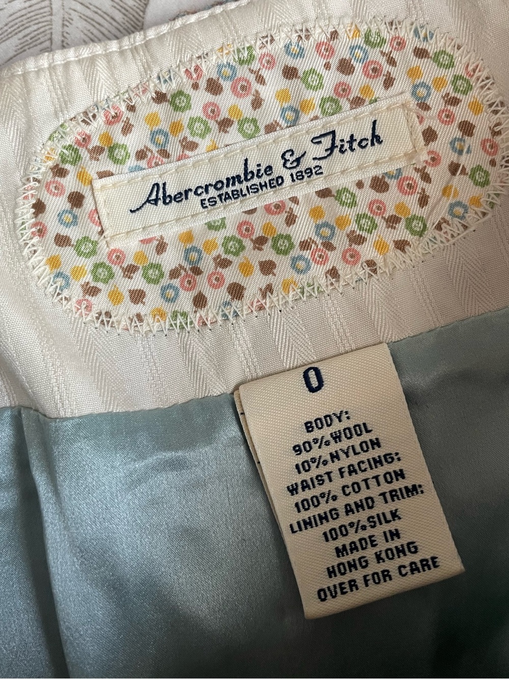 Abercrombie Vintage Brown Teal Herringbone Micro Mini Pleated Skirt 0 Preppy Y2K - Picture 6 of 9